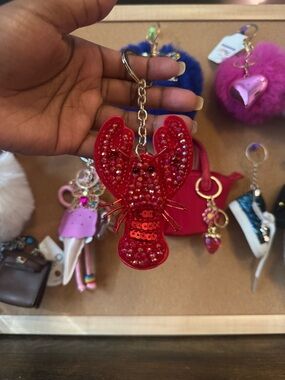 Red Lobster Sequin Keychain Bag Charm